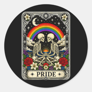 Adesivo Redondo Tarot Lgbt Esqueleto Orgulho Gay Direitos Iguais L