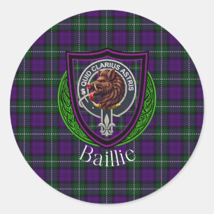 Adesivo Redondo Tartan e Brasão do Clã Escocês Baillie