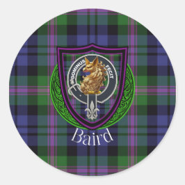 Adesivo Redondo Tartan e Brasão do Clã Escocês Baird
