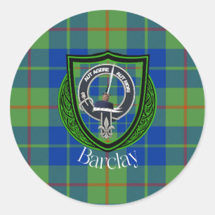 Adesivo Redondo Tartan e Brasão do Clã Escocês Barclay