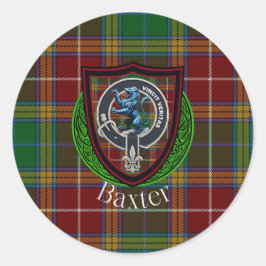 Adesivo Redondo Tartan e Brasão do Clã Escocês Baxter