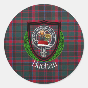 Adesivo Redondo Tartan e Brasão do Clã Escocês Buchan