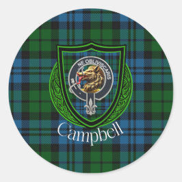 Adesivo Redondo Tartan e Brasão do Clã Escocês Campbell