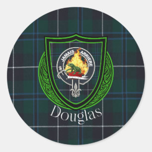 Adesivo Redondo Tartan e Brasão do Clã Escocês Douglas