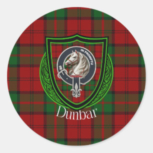Adesivo Redondo Tartan e Brasão do Clã Escocês Dunbar