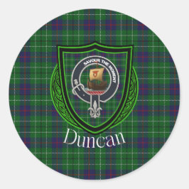 Adesivo Redondo Tartan e Brasão do Clã Escocês Duncan
