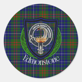 Adesivo Redondo Tartan e Brasão do Clã Escocês Edmonstone