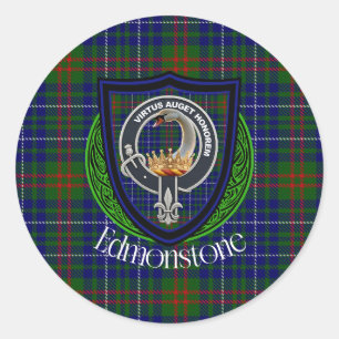 Adesivo Redondo Tartan e Brasão do Clã Escocês Edmonstone