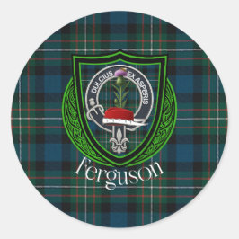 Adesivo Redondo Tartan e Brasão do Clã Escocês Ferguson