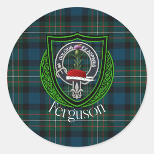 Adesivo Redondo Tartan e Brasão do Clã Escocês Ferguson