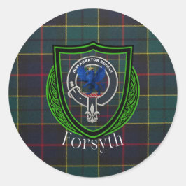 Adesivo Redondo Tartan e Brasão do Clã Escocês Forsyth