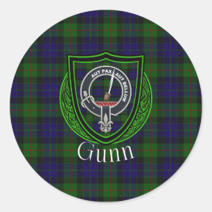 Adesivo Redondo Tartan e Brasão do Clã Escocês Gunn