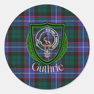 Adesivo Redondo Tartan e Brasão do Clã Escocês Guthrie