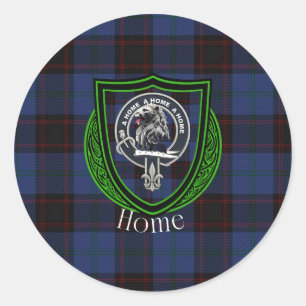 Adesivo Redondo Tartan e Brasão do Clã Escocês Home