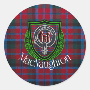 Adesivo Redondo Tartan e Brasão do Clã Escocês MacNaughton