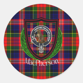 Adesivo Redondo Tartan e Brasão do Clã Escocês MacPherson