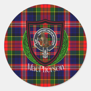Adesivo Redondo Tartan e Brasão do Clã Escocês MacPherson