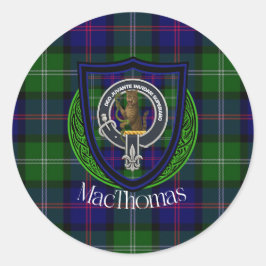 Adesivo Redondo Tartan e Brasão do Clã Escocês MacThomas