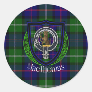 Adesivo Redondo Tartan e Brasão do Clã Escocês MacThomas
