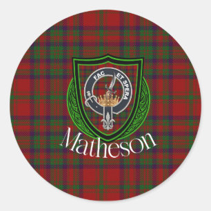 Adesivo Redondo Tartan e Brasão do Clã Escocês Matheson