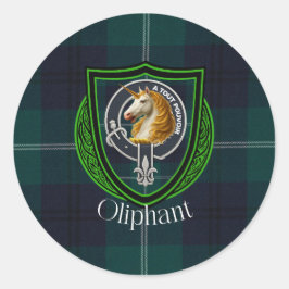 Adesivo Redondo Tartan e Brasão do Clã Escocês Oliphant