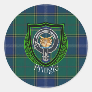 Adesivo Redondo Tartan e Brasão do Clã Escocês Pringle