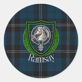Adesivo Redondo Tartan e Brasão do Clã Escocês Ramsay