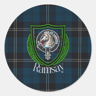 Adesivo Redondo Tartan e Brasão do Clã Escocês Ramsay