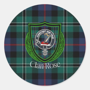 Adesivo Redondo Tartan e Brasão do Clã Escocês Rose