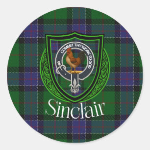 Adesivo Redondo Tartan e Brasão do Clã Escocês Sinclair