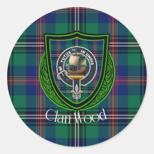 Adesivo Redondo Tartan e Brasão do Clã Escocês Wood