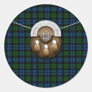 Adesivo Redondo Tartan e Sporran militares de Campbell do clã