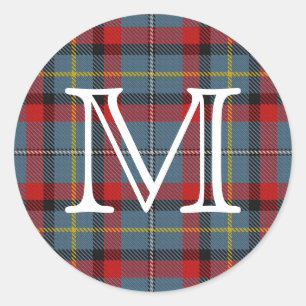 Adesivo Redondo Tartan irlandês de MacNamara do clã com monogram