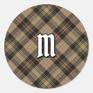 Adesivo Redondo Tartan Marrom de Caça do Clã MacKenzie