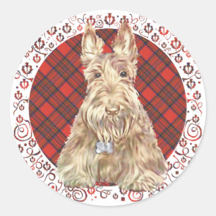 Adesivo Redondo Tartan Scottie Trigo