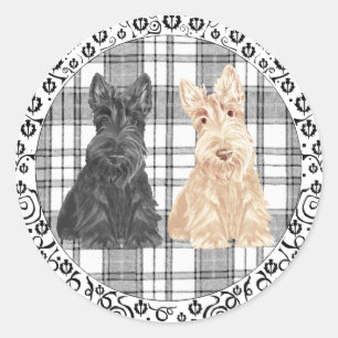 Adesivo Redondo Tartan Scotties