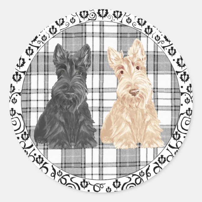 Adesivo Redondo Tartan Scotties (Frente)