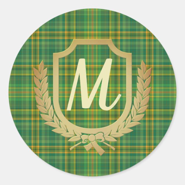 Adesivo Redondo Tartan Verde Rico (Xadrez) Personalizado (Frente)