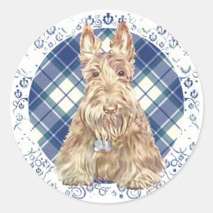 Adesivo Redondo Tartan Wheaten Scottie