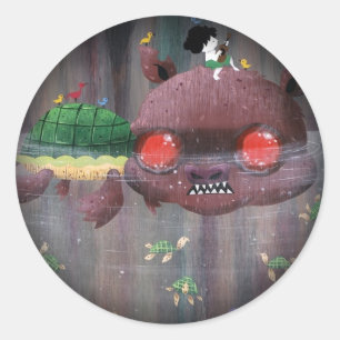 Adesivo Redondo Tartaruga áspero - desvaneça-se para enegrecer