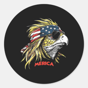 Adesivo Redondo Tartaruga - Bandeira Americana Engraçada de 4 de J