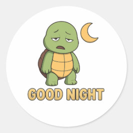 Adesivo Redondo Tartaruga cansada dizendo Boa Noite
