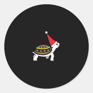 Adesivo Redondo Tartaruga com Chapéu de Papai Noel - Camiseta Feia