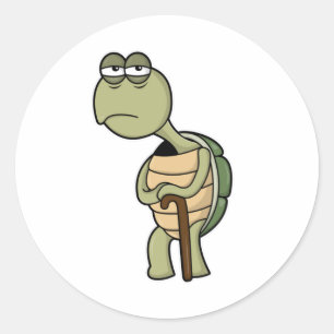 Adesivo Redondo Tartaruga com Shell & Walking stick