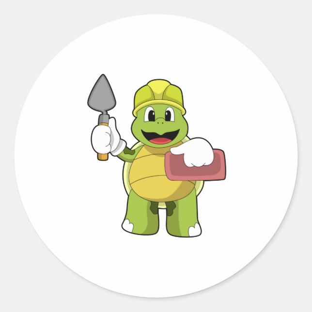 Adesivo Redondo Tartaruga como Mason com Pedra (Frente)