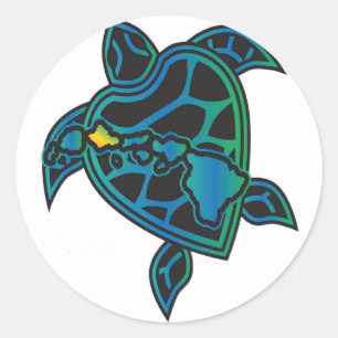 Adesivo Redondo Tartaruga das Ilhas Havaí