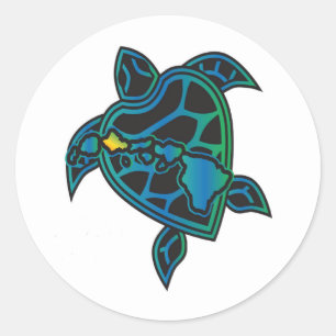 Adesivo Redondo Tartaruga das Ilhas Havaí