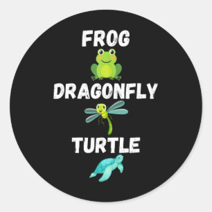 Adesivo Redondo Tartaruga de Dragonfly Sapo com humor político sut