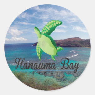 Adesivo Redondo Tartaruga de Havaí da baía de Hanauma