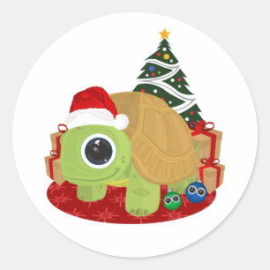 Adesivo Redondo Tartaruga de Natal